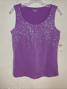 COLDWATER CREEK Dusty Purple SEA of SHIMMER Glitz & Glam Sequin Tank Top NWT XS